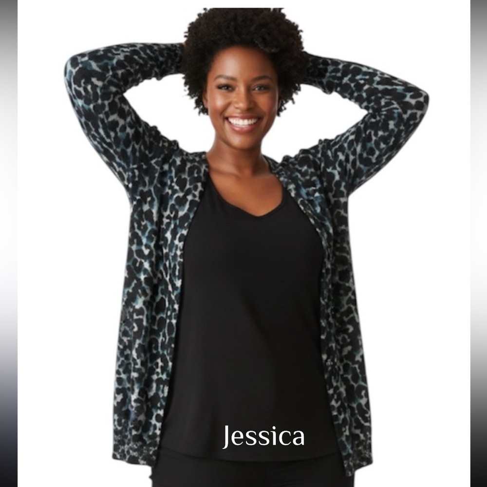 animal print Cardigan button cardigan Jessica  EUC